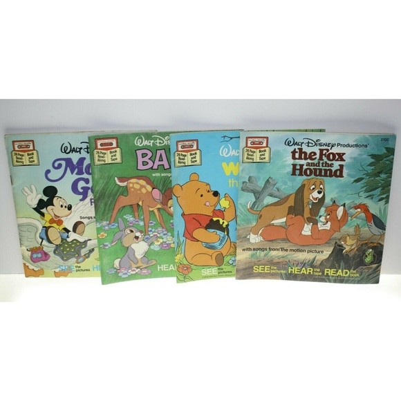 Disney Vintage Read Along Books Lot Of Four WITHOUT Cassette Tapes - Picture 1 of 5